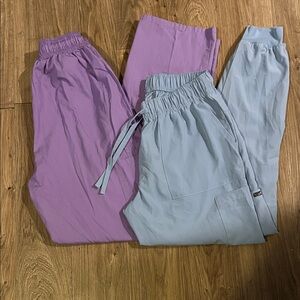 Light Blue and Lavender Drawstring Women's Scrub Pants